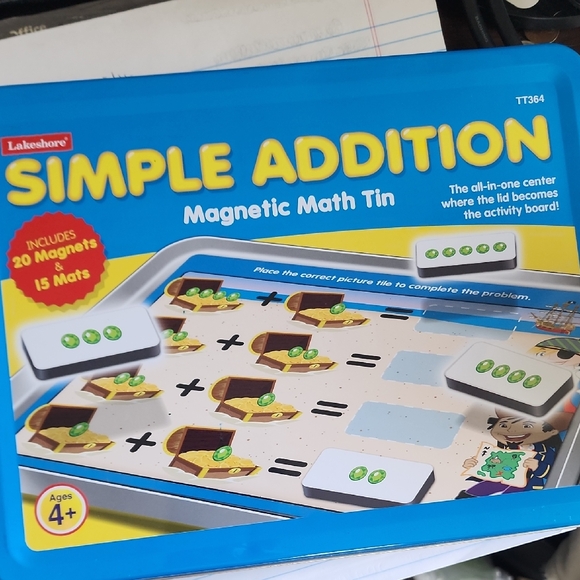 Lakeshore Simple Addition Magnetic Math Tin - Blue - Picture 1 of 3